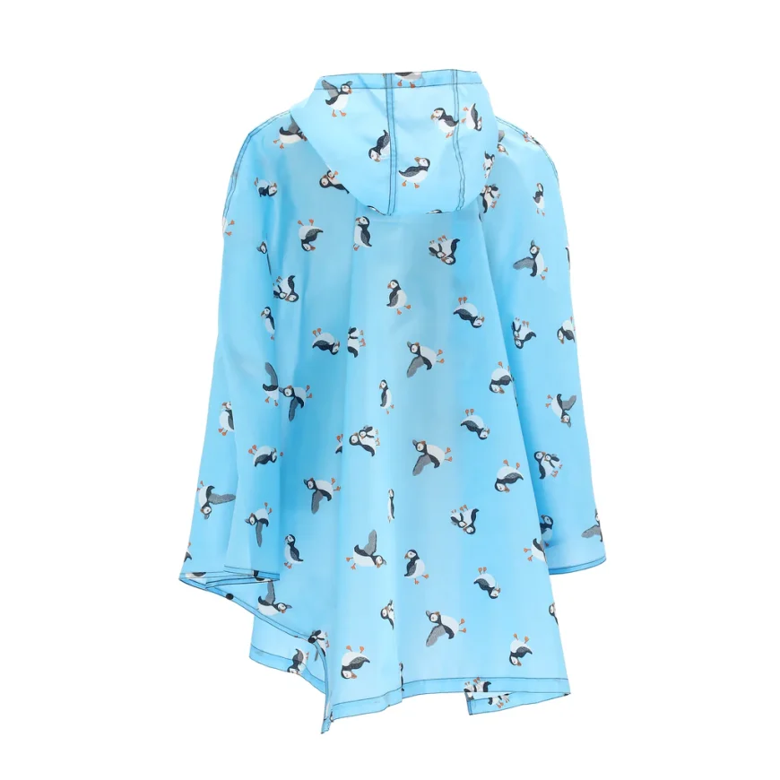 Eco Chic Waterproof Foldable Adult Poncho Multi Puffin - Image 3