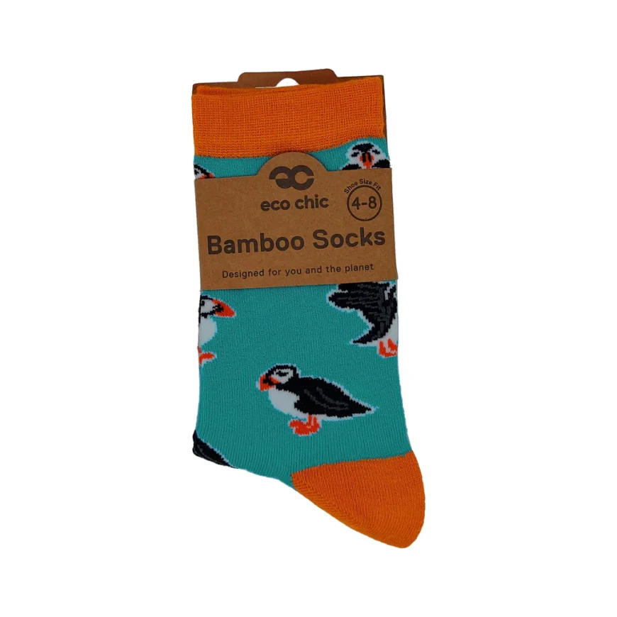 Eco Chic Eco-Friendly Bamboo Socks Puffins - Image 2
