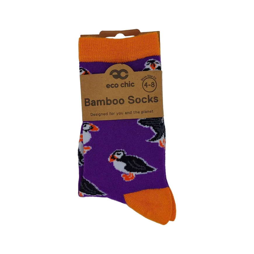 Eco Chic Eco-Friendly Bamboo Socks Puffins - Image 3
