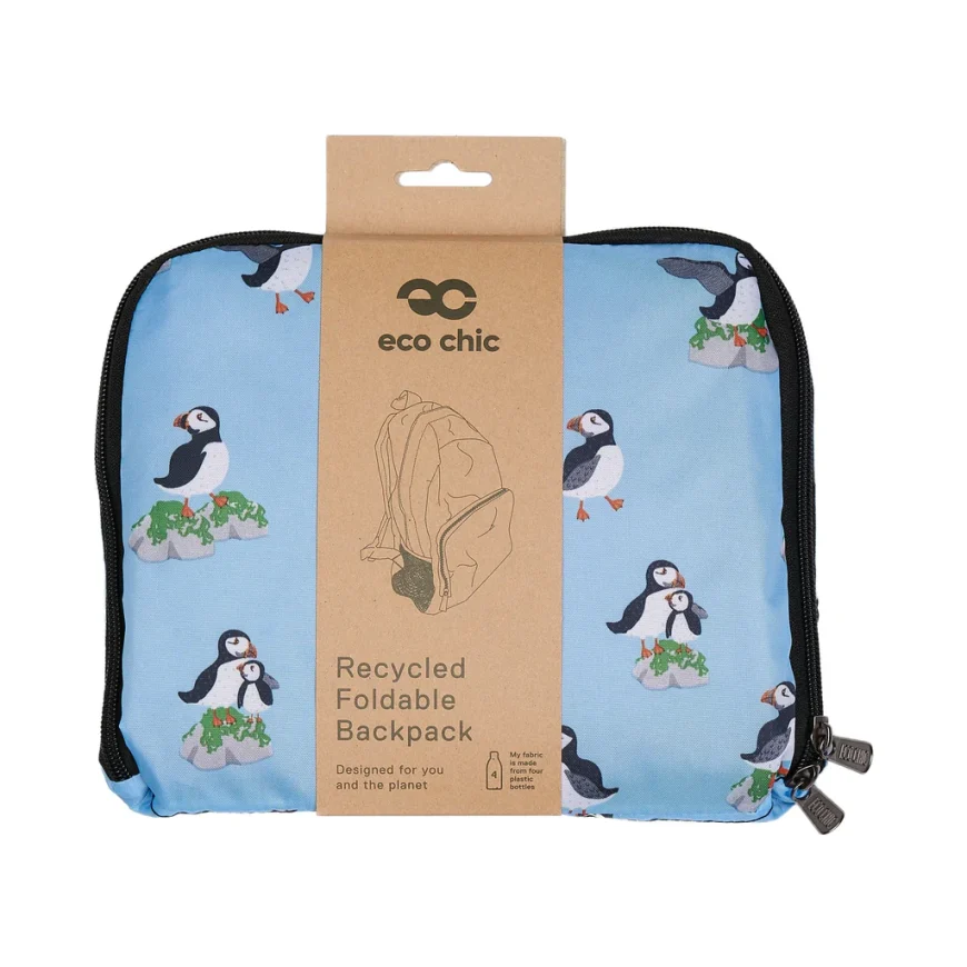Eco Chic Lightweight Foldable Backpack Multi Puffin - Image 2