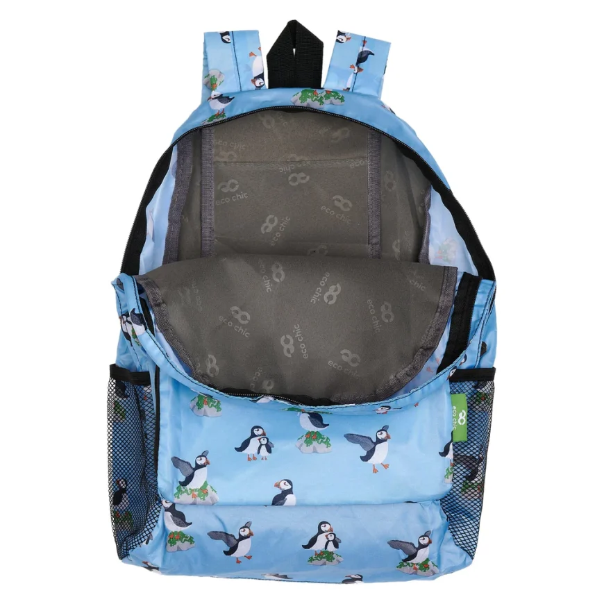 Eco Chic Lightweight Foldable Backpack Multi Puffin - Image 3
